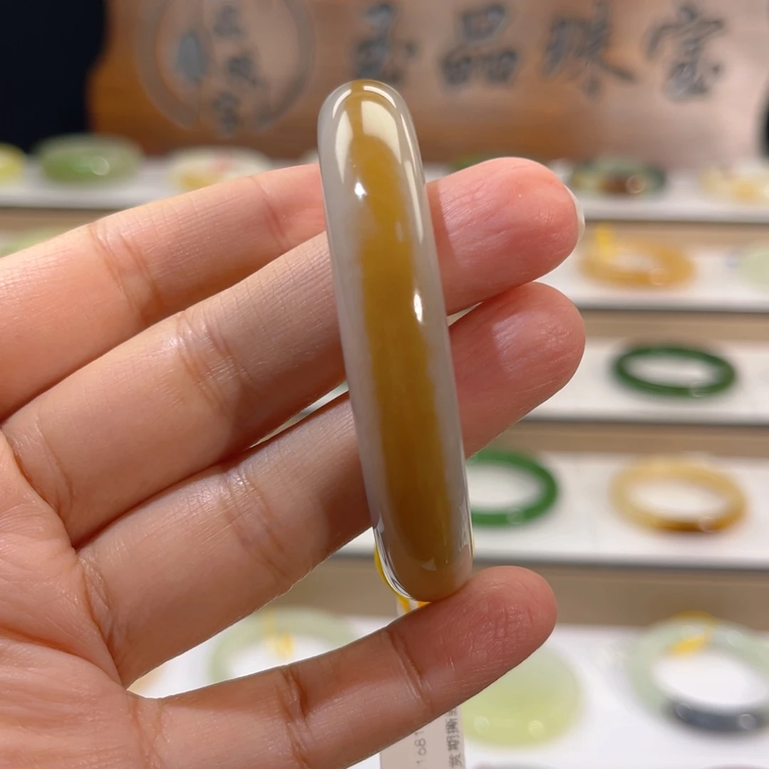 和田玉未镶嵌手镯特色夹心糖糖白