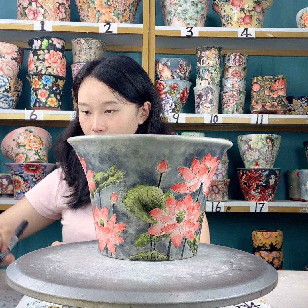 景德镇手工花盆225