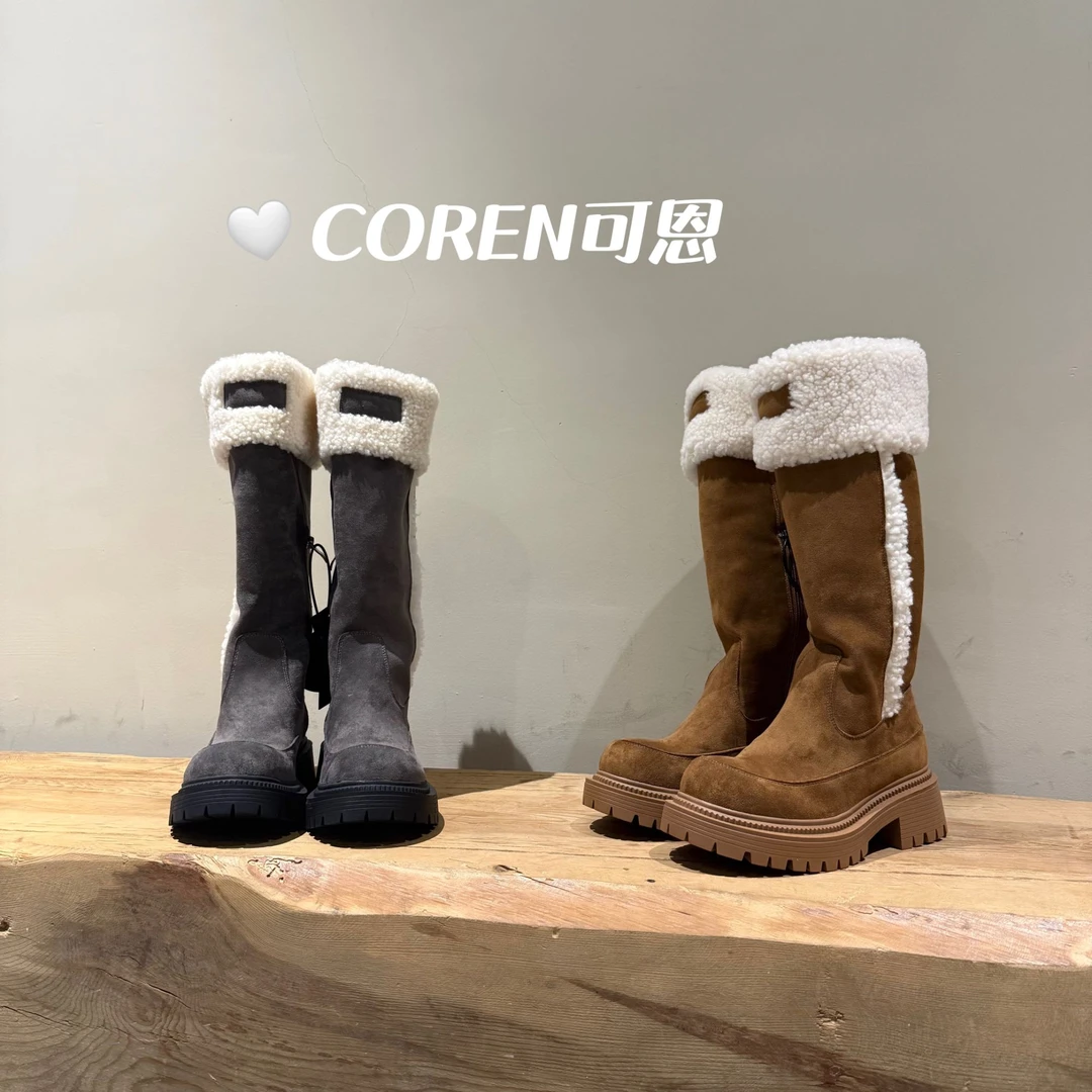 韩版长筒骑士长靴女鞋2025年新款秋冬季加绒毛毛冬鞋雪地靴短靴子