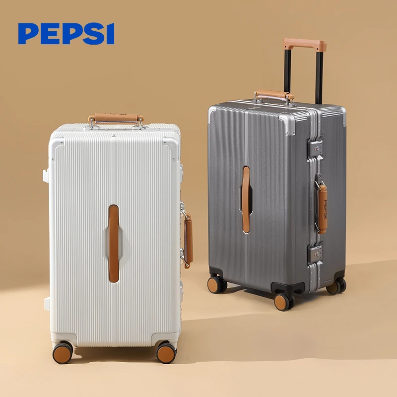 【潮】镇店顶潮撞色百事旅行拉杆铝框海关锁行李箱可坐人超会装