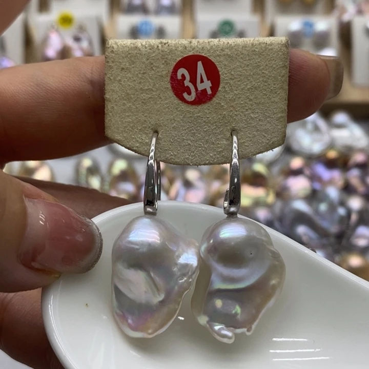 银S925镶嵌淡水珍珠耳饰