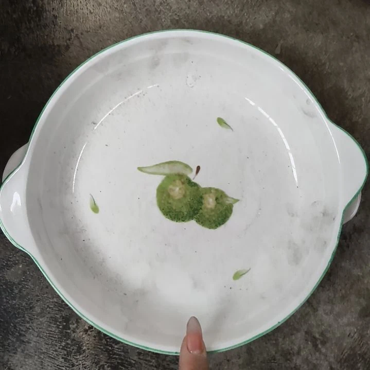 瓷八寸双耳鲍鱼盘