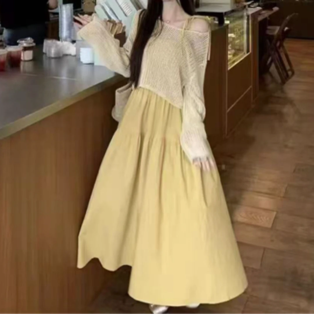 春装搭配一整套大码胖mm罩衫上衣吊带连衣裙子漂亮减龄两件套装女