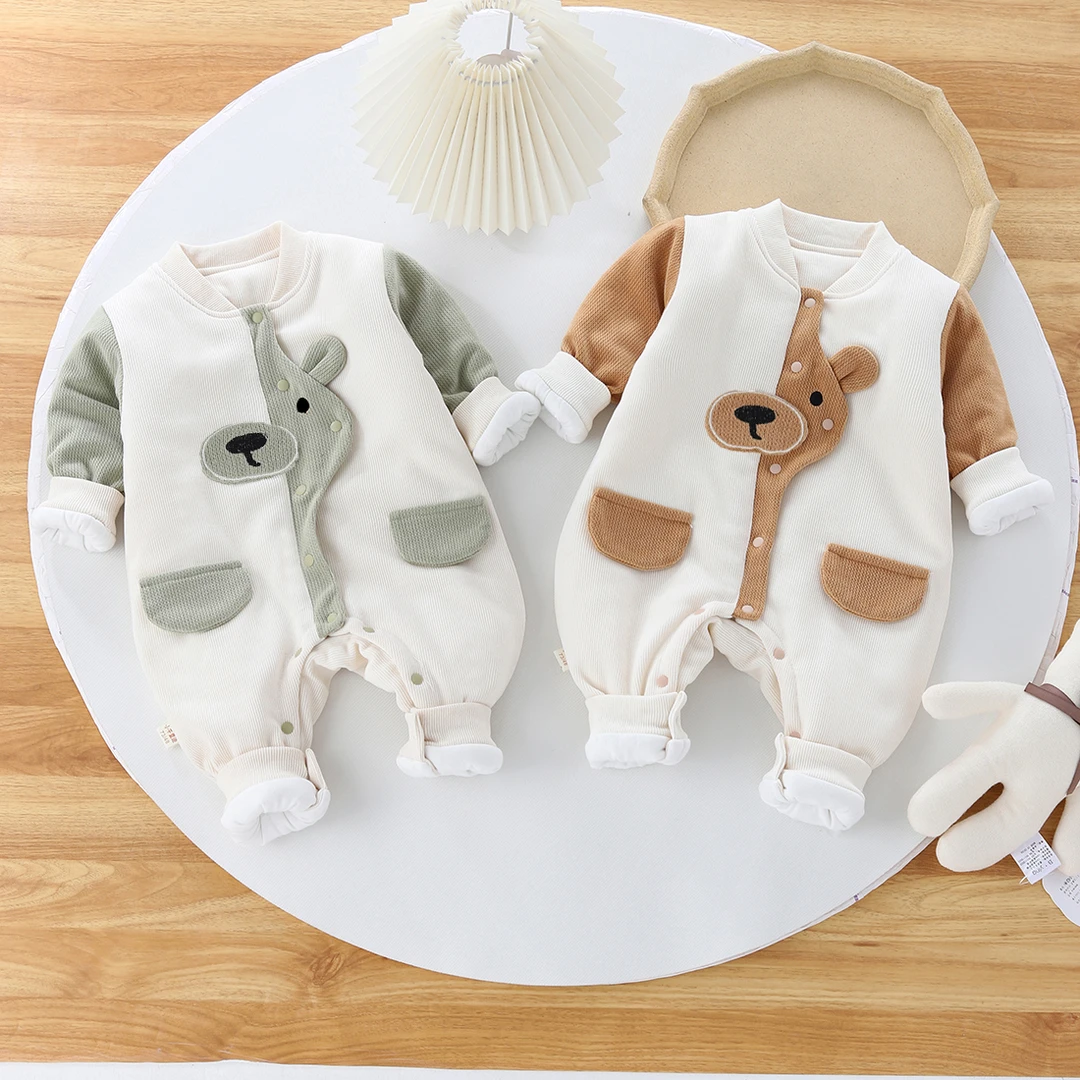 婴儿男女宝宝新生儿春秋款外出服连体衣加棉宝宝哈衣爬服婴儿