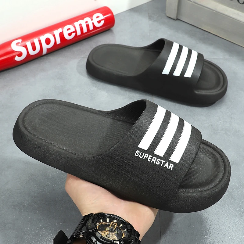 三道杆厚底一字拖鞋情侣凉拖鞋网红时尚休闲软底男士百搭个性外穿