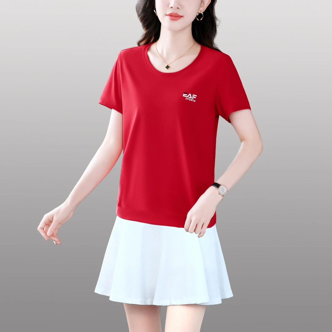 夏季新款休闲运动裙套装女时尚洋气速干网球裙女士圆领短袖裤裙潮