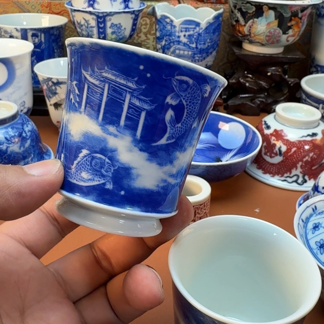 海***小陶杯子景德镇全手工手绘陶瓷