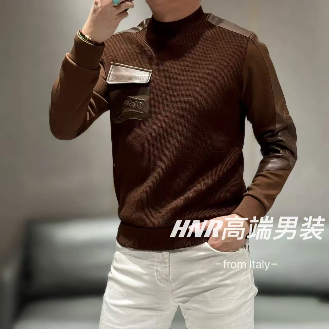 【VEHO品牌】单浮雕口袋字母图案设计高端时尚休闲加绒卫衣3698