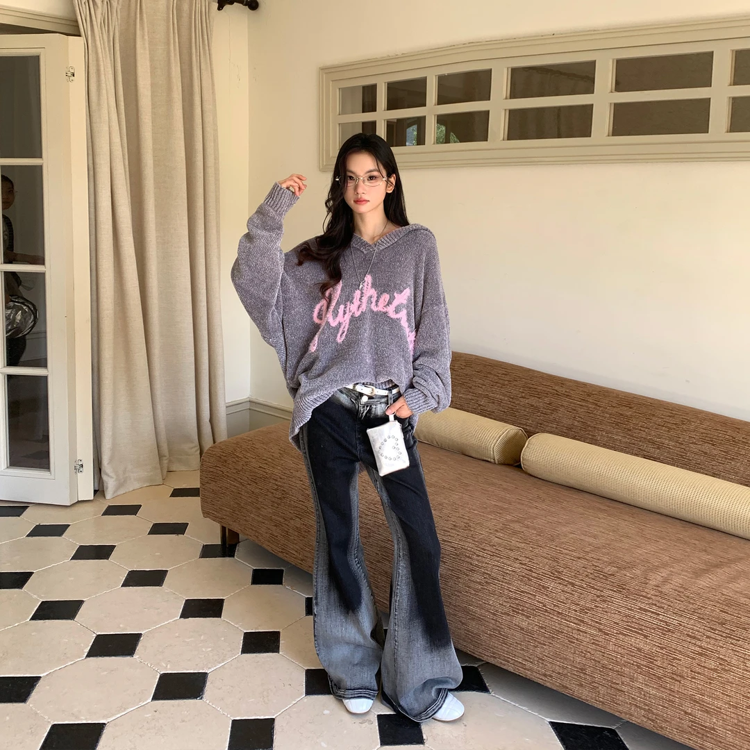 FTT FlyTheTruth『奥利奥甜心』 微喇晕染牛仔裤秋季复古做旧长裤