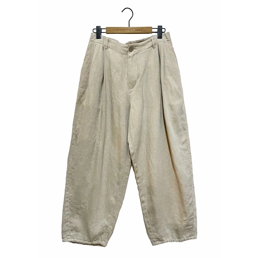 左岸迷香 Z25SS9025布衣分享春夏棉麻休闲裤复古宽松长裤男女同款