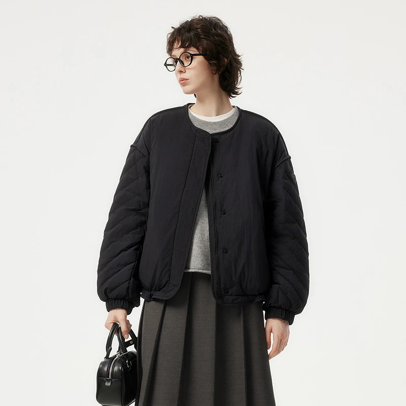 坦博尔2024春秋新款女士轻薄短款羽绒服时尚廓形宽松个性外套272D