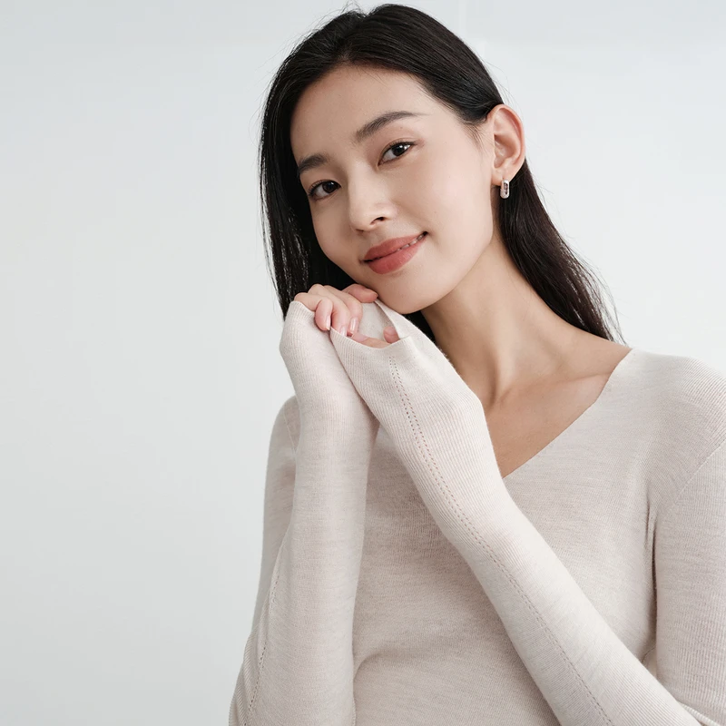【唐嫣同款 可机洗羊毛】EP雅莹25秋冬 纯羊毛无缝针织打底衫9911A