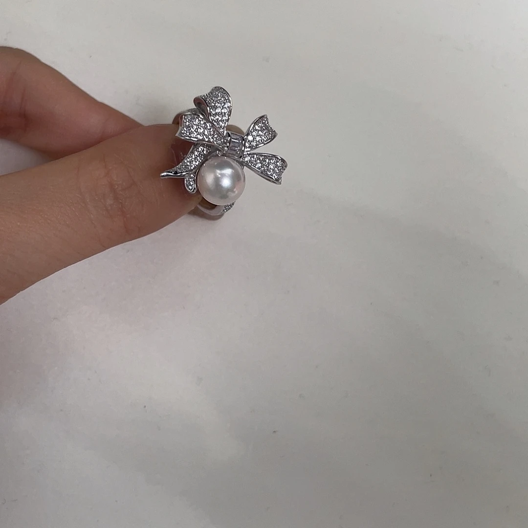 银S925镶嵌戒指海水珍珠