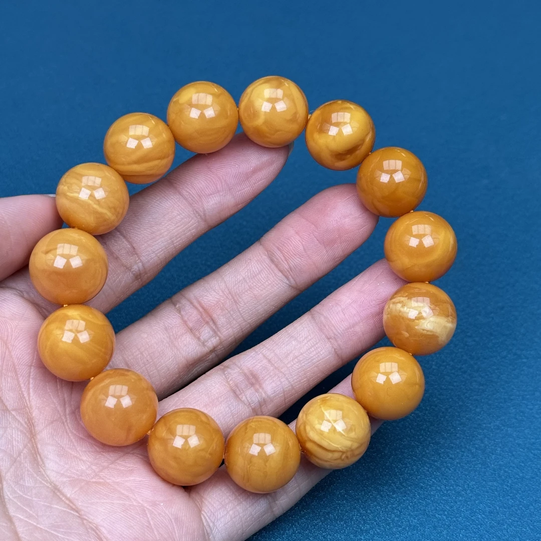 Y1420天然原矿蜜蜡 回流老蜡手串14mm 24.3克