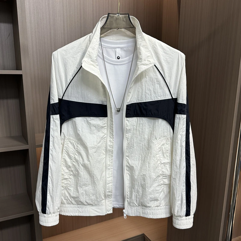 2025夏季薄款夹克男士休闲防晒服潮流拼色百搭透气时尚防晒上衣男
