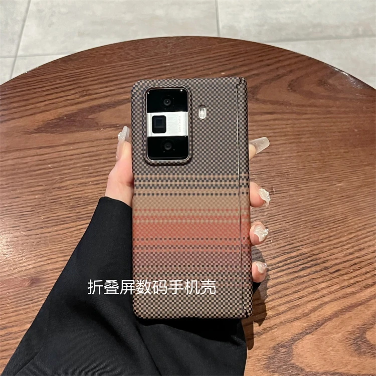 适用荣耀magicvs3手机壳vs3折叠落日橙碳纤维纹全包中轴铰链保护