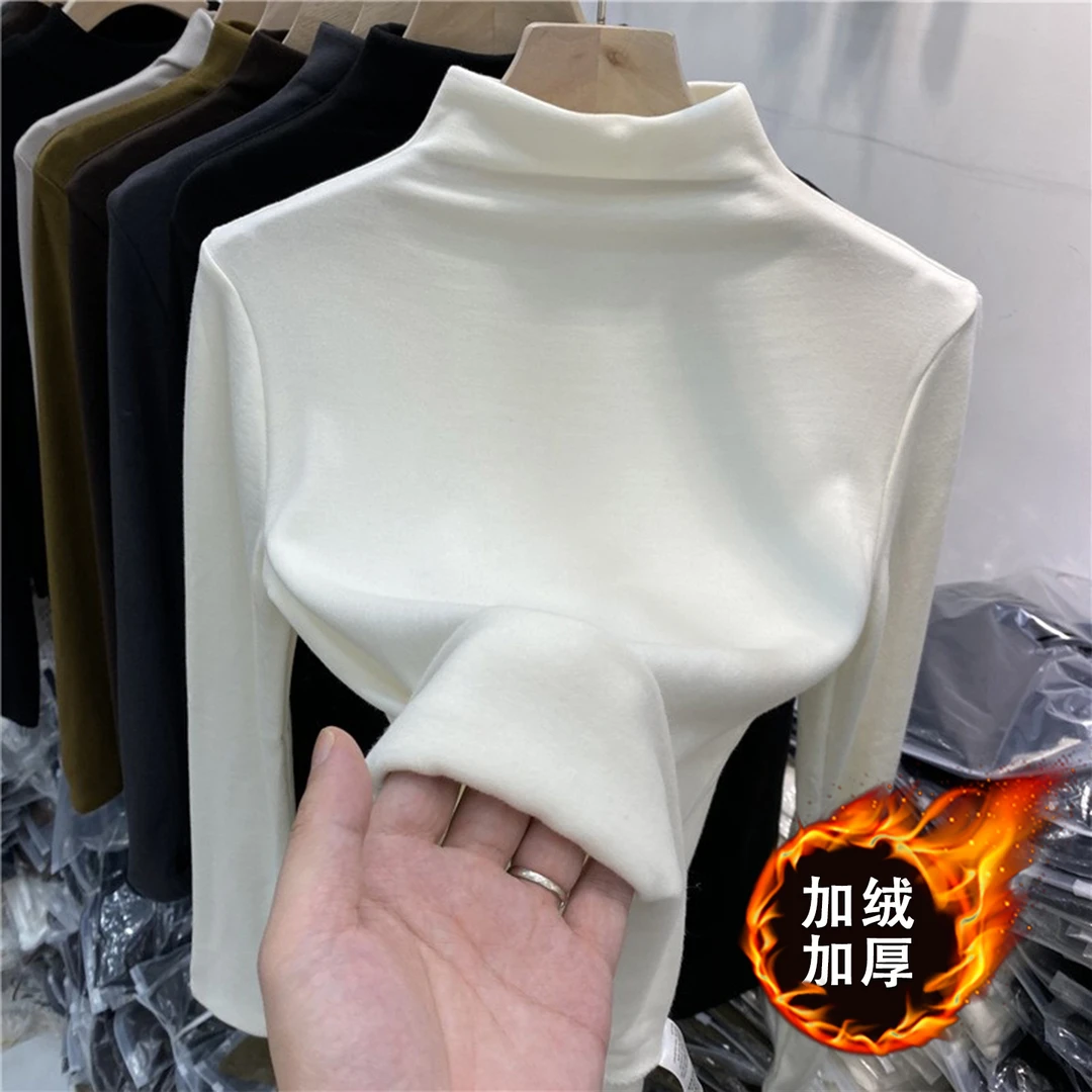 HI白色半高领打底衫女内搭2025年新款秋冬修身百搭长袖上衣TC2255