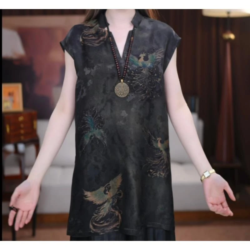 B【星宜】新中式宽松中式休闲印花夏季花色气质中国风上衣