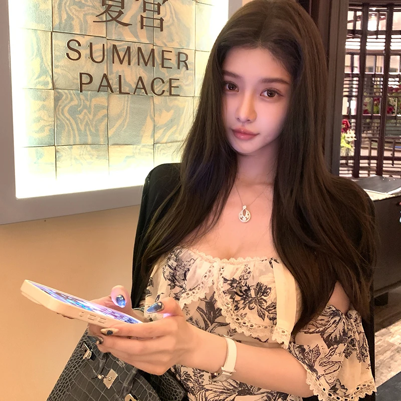 慕拾里MSL【墨染青花】中式方领包臀短裙女夏收腰显瘦含胸垫连衣裙