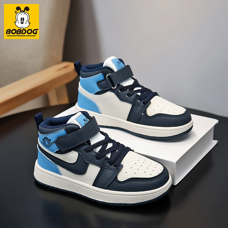 巴布豆家族童鞋2025春季新款户外百搭儿童高帮运动板鞋男童休闲鞋