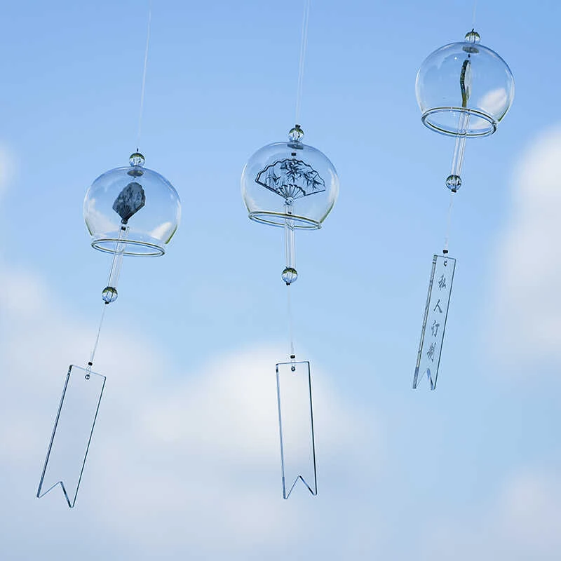 【激光雕刻 亚克力款】国风玻璃风铃 蝶扇新颖内饰中式创意挂件国潮