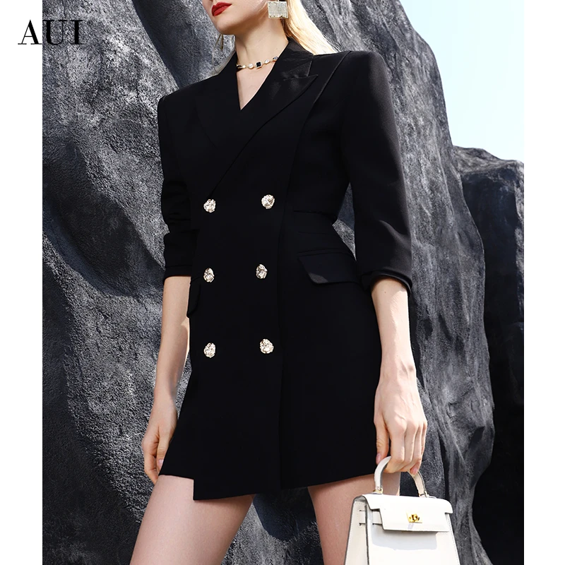 【臻臻专属】】AUI黑色轻奢高级感修身西装外套西服-25W048568