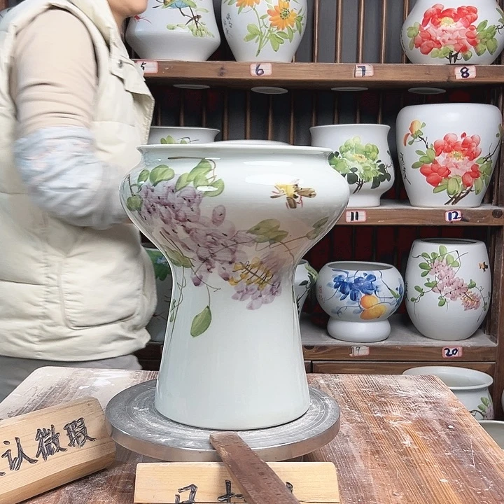 摆件火炬亮面紫藤陶瓷陶瓷