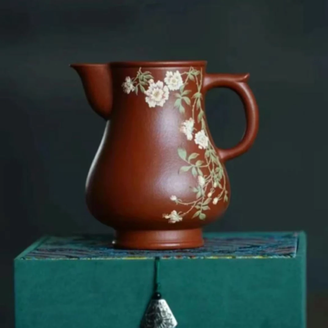 宜兴紫砂公道杯高端文人雅器分茶器立体泥绘