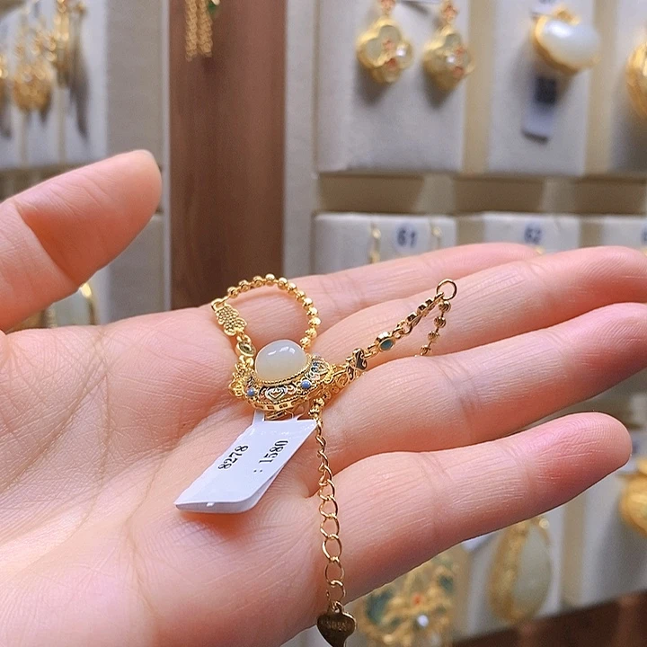 和田玉颈饰银S925镶嵌