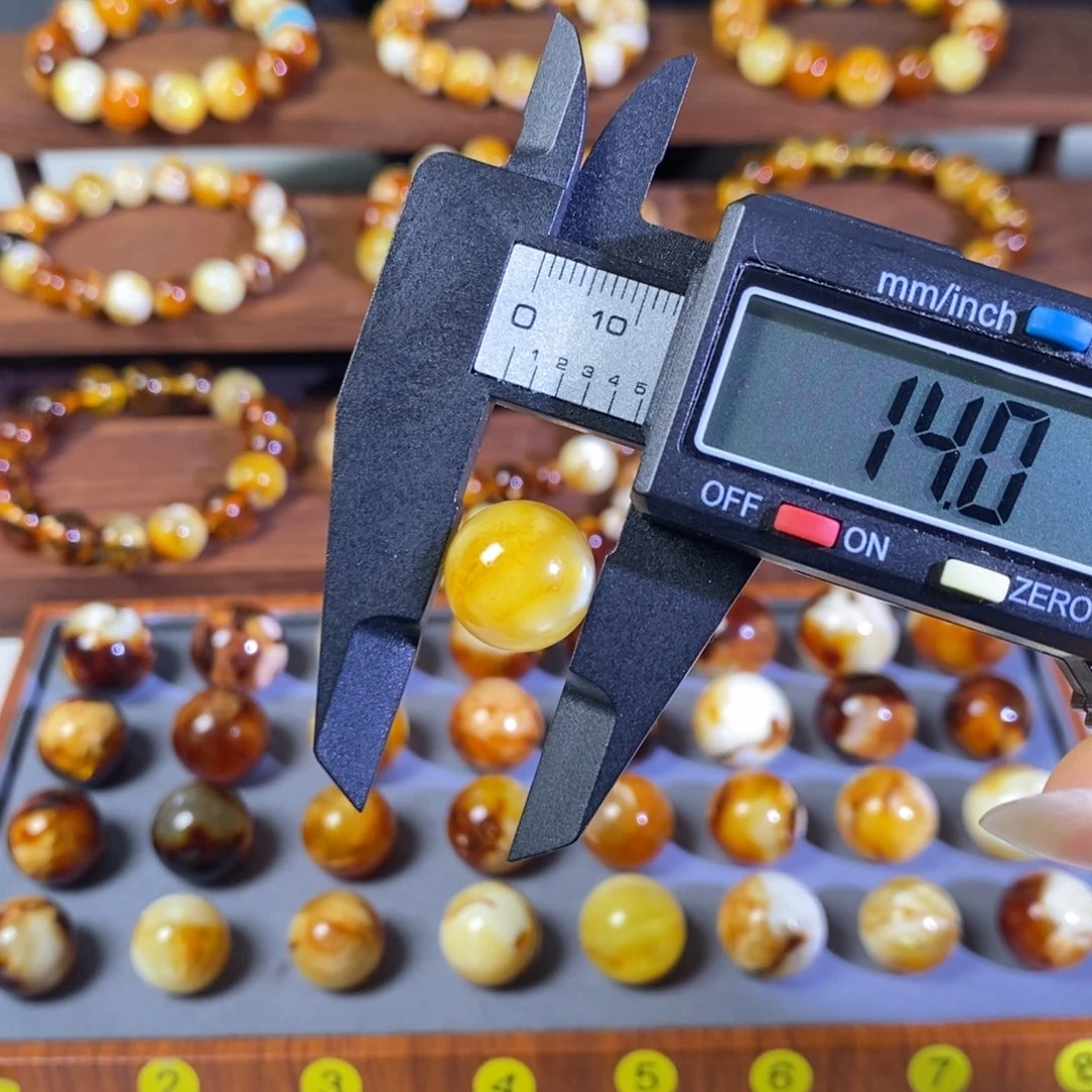 蜜蜡未镶嵌手串沁色蜜蜡单珠