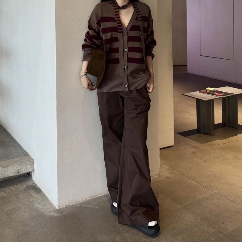 【CNLEE WEI】25AW 250311501 中低腰挺括阔腿长裤