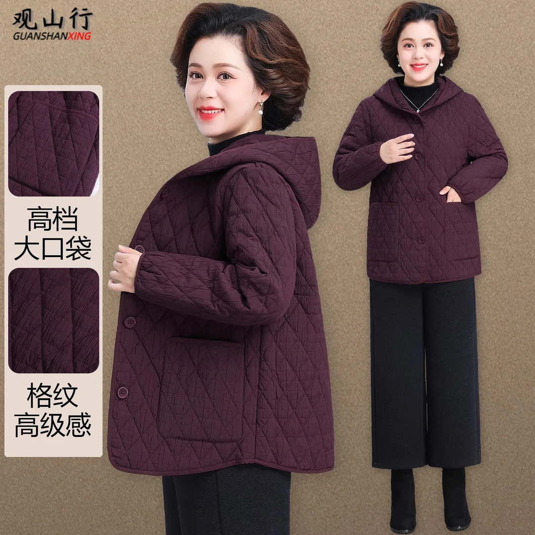 妈妈冬装风衣夹棉外套2025新款中老年人衣服女款奶奶秋冬轻薄棉衣