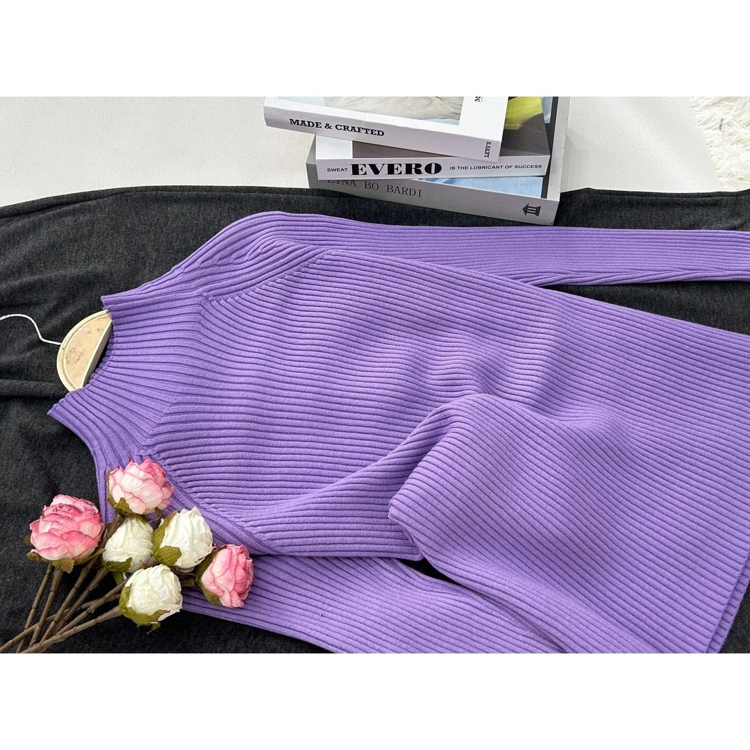 【紫色高领套头】秋季时尚气质上衣QC1735