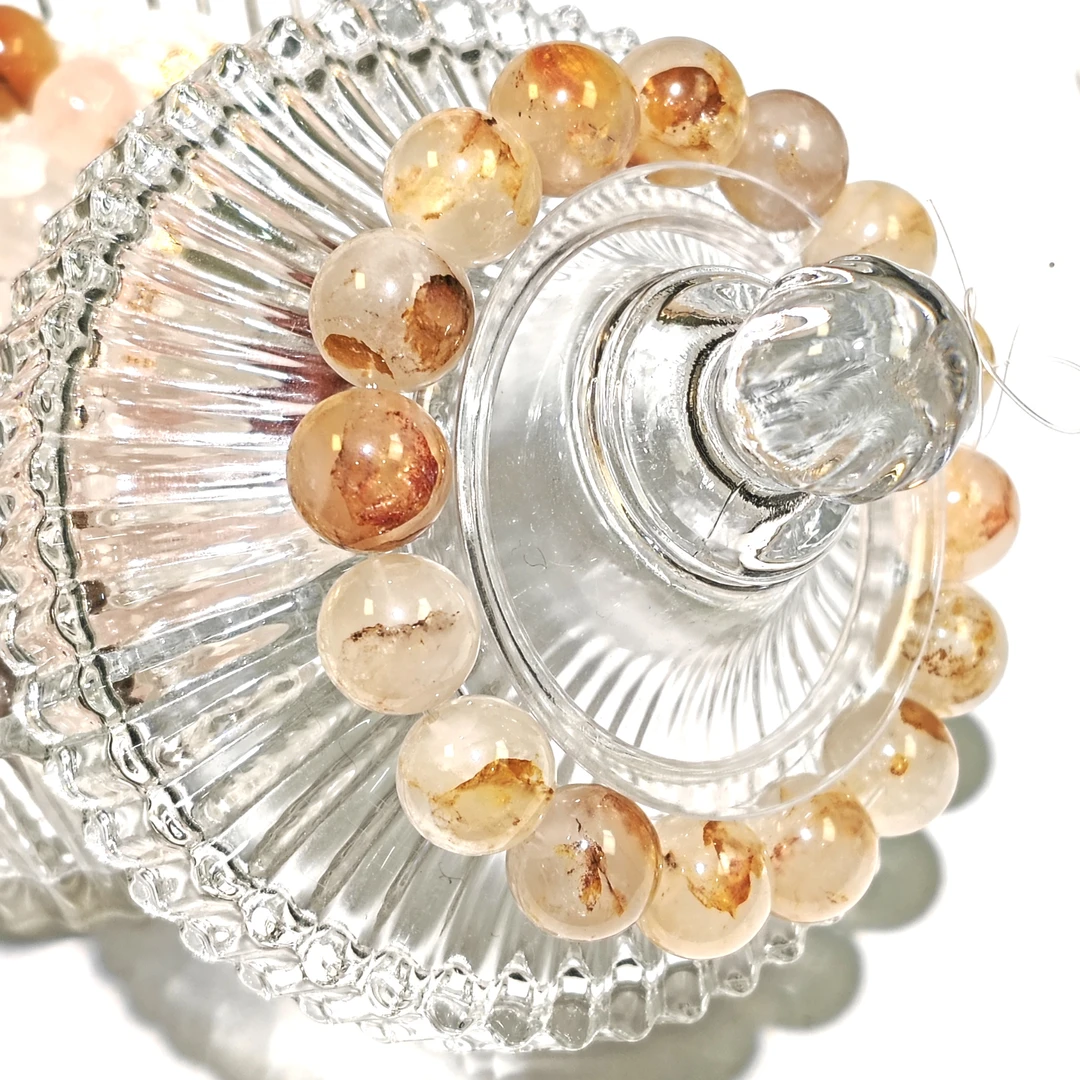 【羽金灵凤】13mm-14mm天然红胶花金凤凰素串