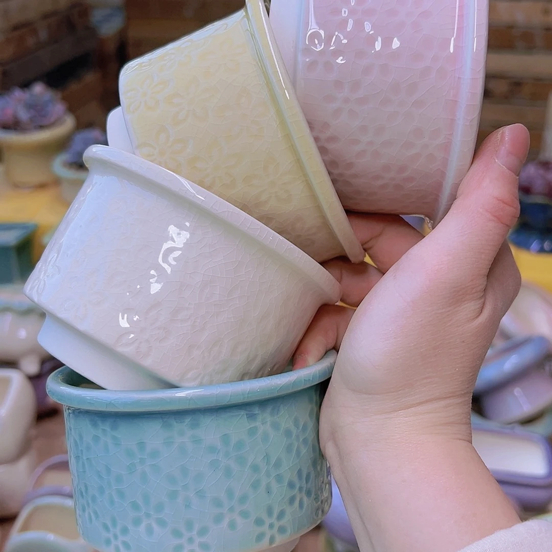 红陶陶瓷花盆当场12包邮