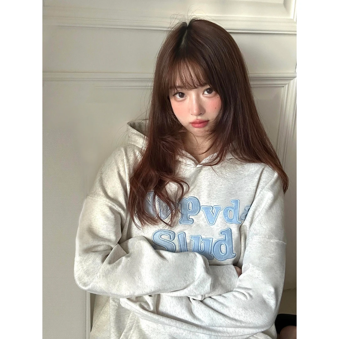 美式街头连帽卫衣女秋季2025新款字母刺绣宽松慵懒风帽衫情侣上衣