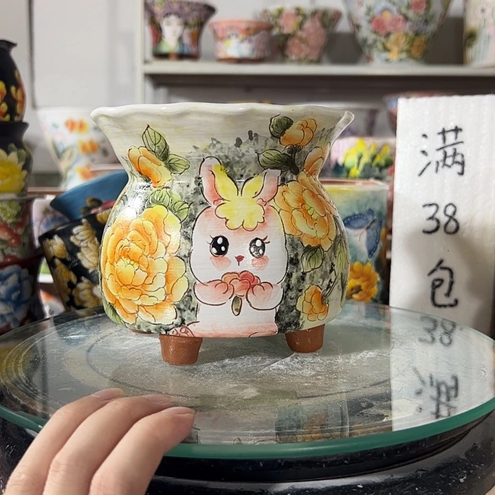 景德镇手绘花盆幸运花盆