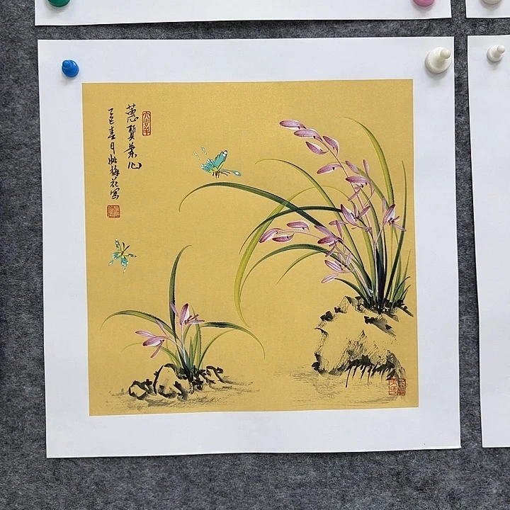 国画一笔两色立体兰花