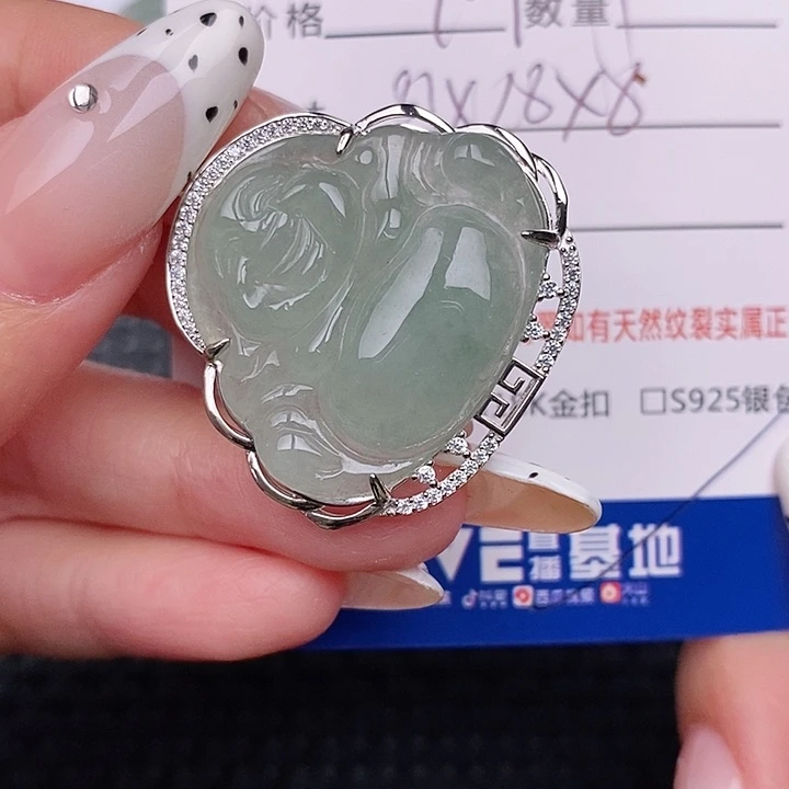 翡翠银S925镶嵌颈饰吊坠