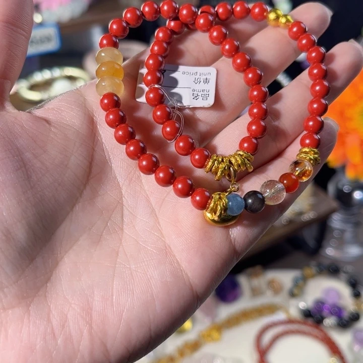 diy朱砂多宝手串手链