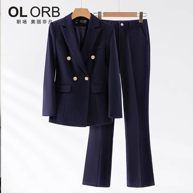 【职场新星】春秋新款藏青色西装套装女气质工作服大学生面试职业装