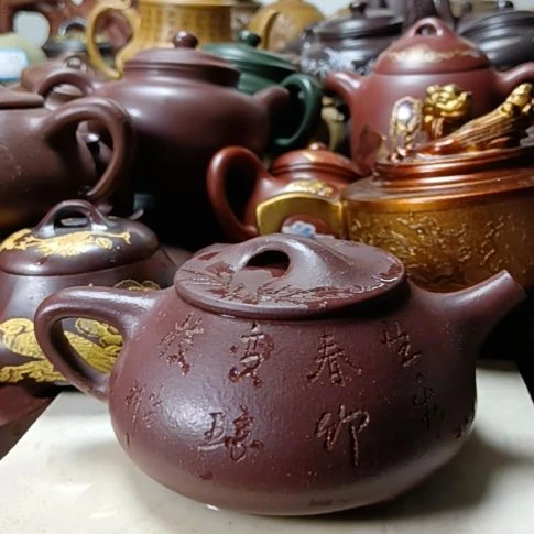 茶壶紫砂宜兴原矿紫玉金砂柴烧手工400cc紫砂壶