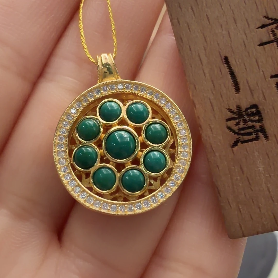 绿松石银S925镶嵌颈饰