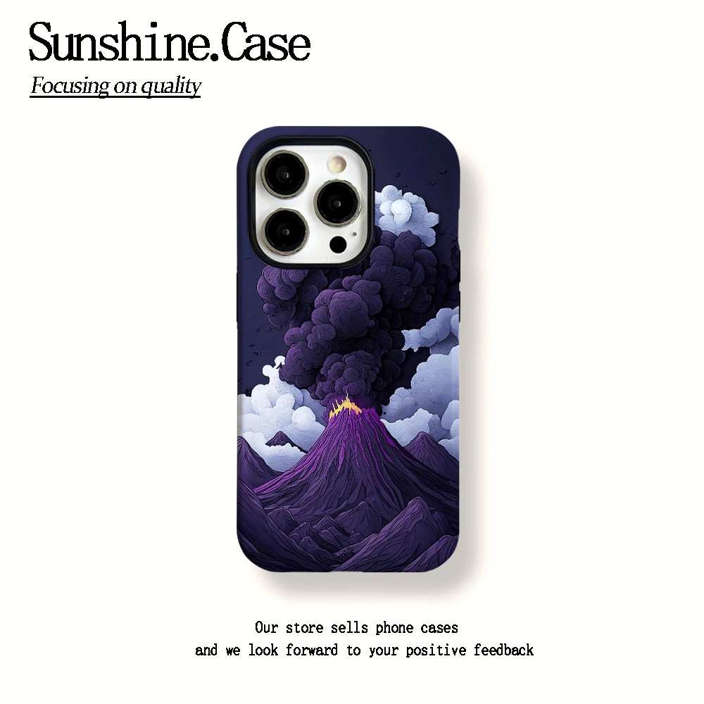 菲林二合一适用苹果华为vivo小米oppo手机壳紫色火山16PRO