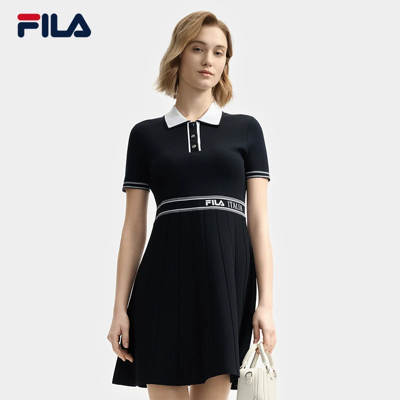 Fila/斐乐女【优雅收腰A字裙】春夏新款休闲运动连衣裙F11W523303F
