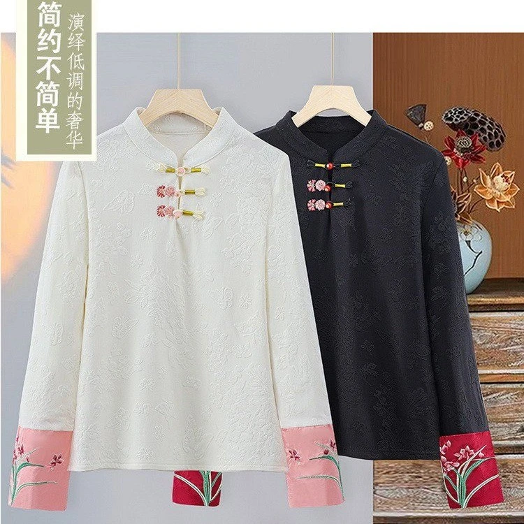 长袖民族风盘扣奢华外套新款高贵中老年女装妈妈装洋气母亲衣服