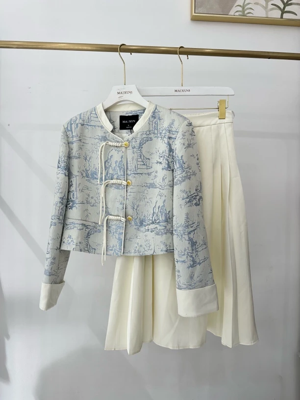 麦寻国风盘扣高级感缎面提花套装