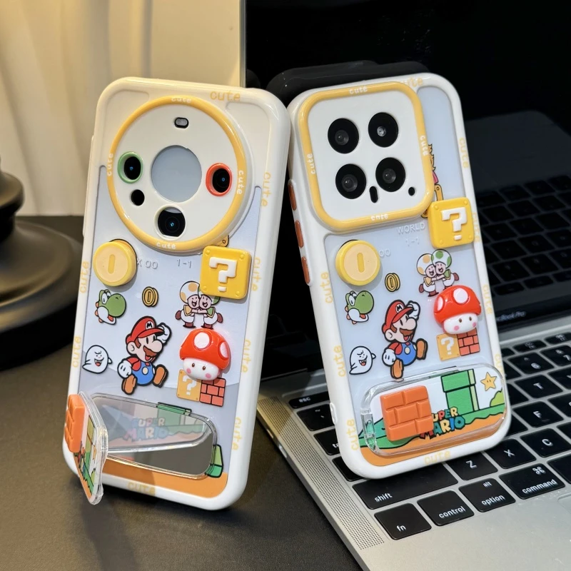 奥菲顿马里奥金币蘑菇公仔适用苹果16手机壳华为vivo小米15oppo套