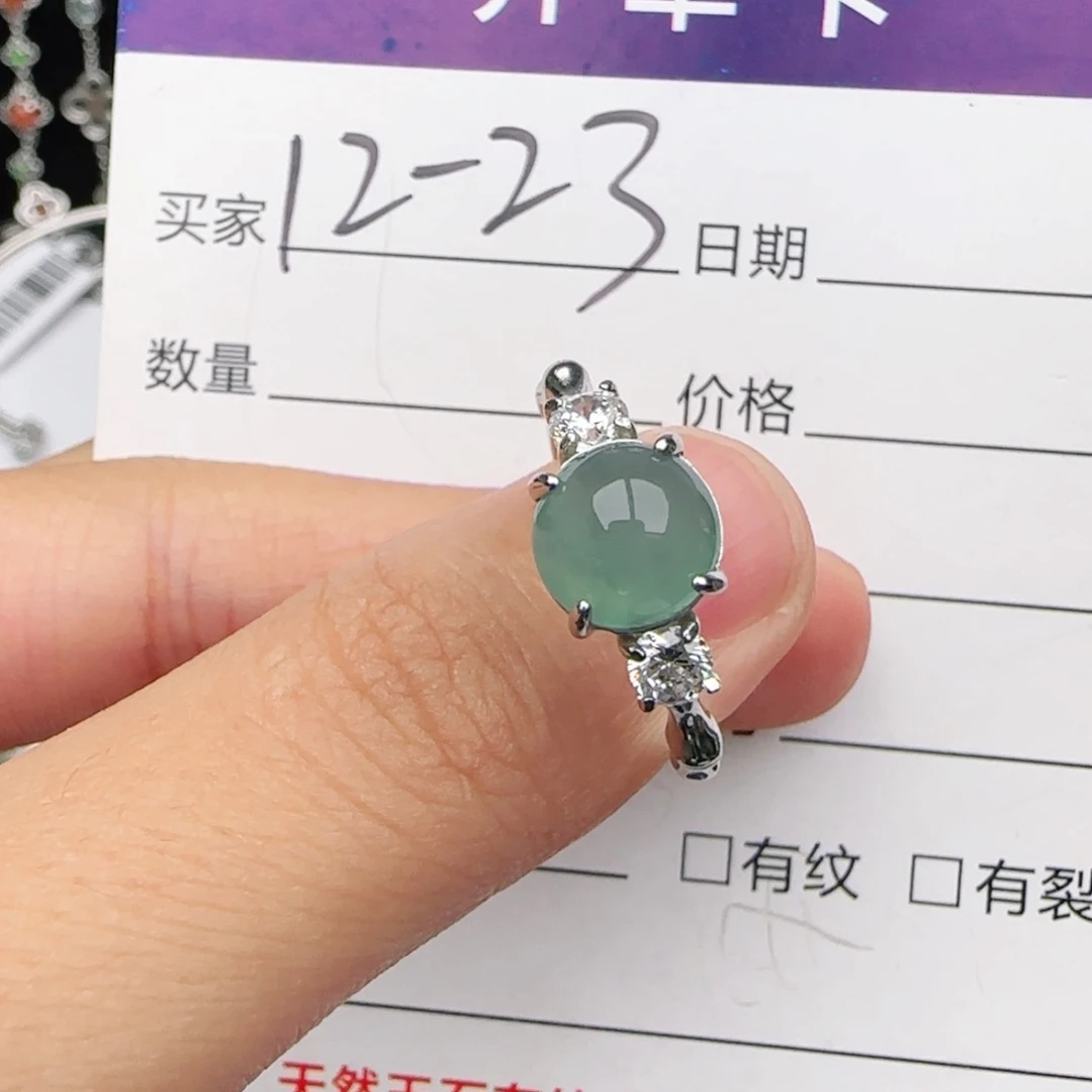翡翠戒指银S925镶嵌戒指