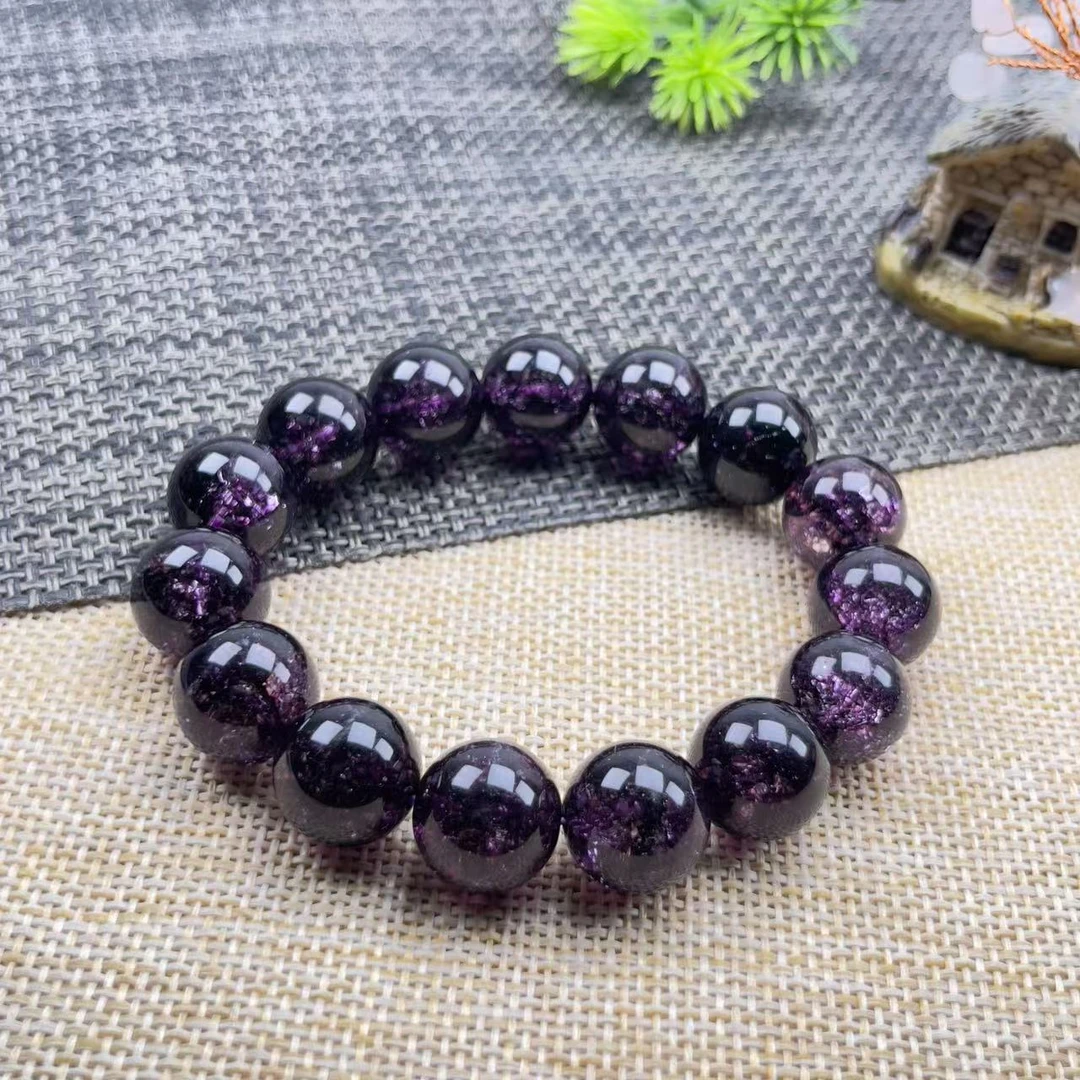 14mm典藏爆款轻奢风紫色圆珠手链多样性发一件  SJ-084号